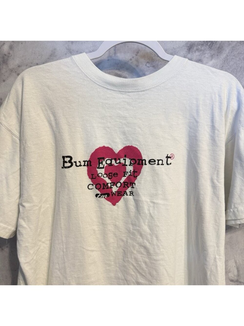 Vintage Bum Equipment T Shirt White Loose Fit Comfort Tee Size Medium M